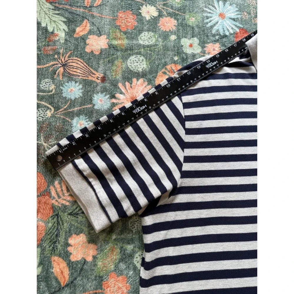 Polo Ralph Lauren Men XXL Striped Polo Shirt Navy Grey Short Sleeve Cotton Pique